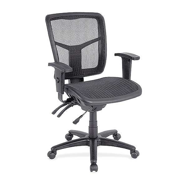 Lorell Managerial Chair Mid-Back Swivel Mesh Chair, Black Frame, Adjustable Arms, 17" to 21" Height, Mesh - LLR86904