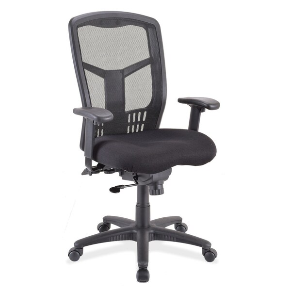 Officesource CoolMesh Collection Synchro, High Back Mesh Chair with Seat Slider, Upholstered Seat and Black Frame - OSTW8907FBK