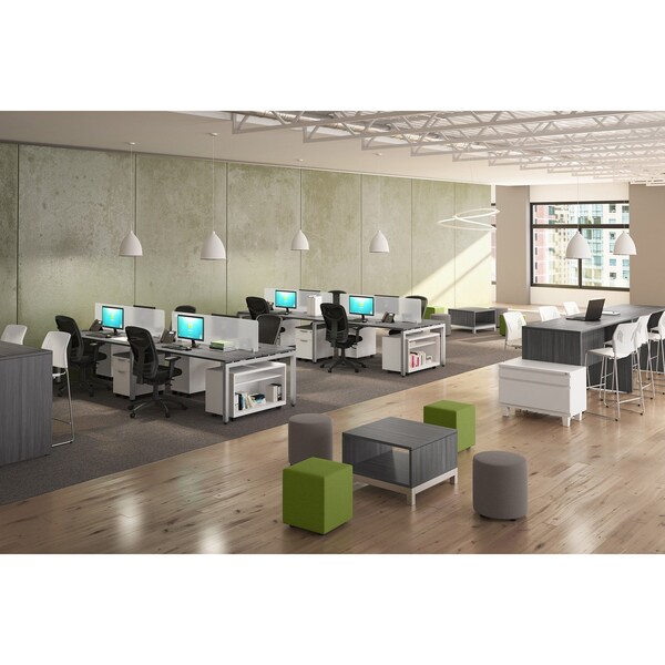 Officesource CoolMesh Collection Synchro, High Back Mesh Chair with Seat Slider, Upholstered Seat and Black Frame - OSTW8907FBK