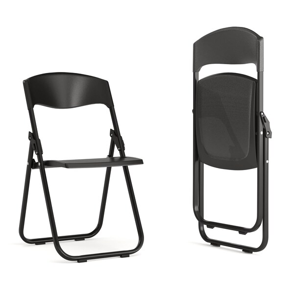 Flash Furniture Black Plastic Folding Chair - 2-RUT-I-BLACK-GG