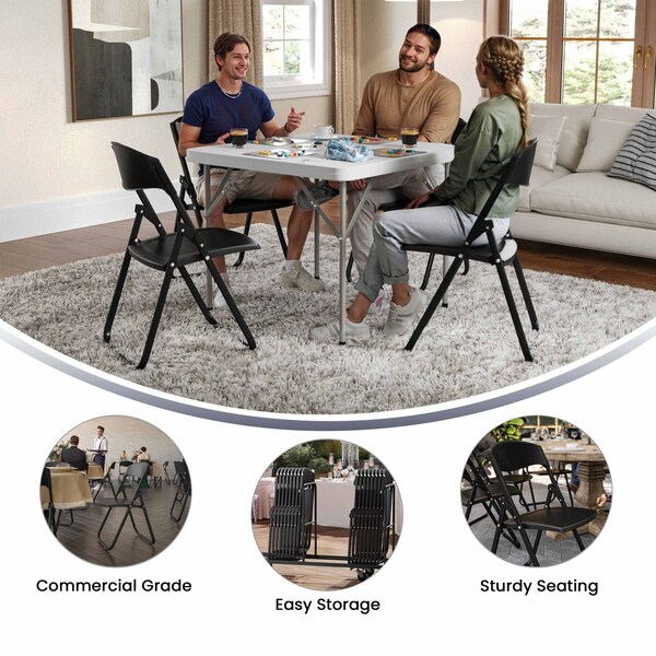 Flash Furniture Black Plastic Folding Chair - 2-RUT-I-BLACK-GG