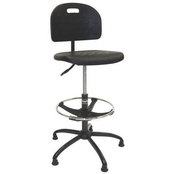 Shopsol Polyurethane Workbench Chair, 25" to 35", No Arms, Black - 1010275