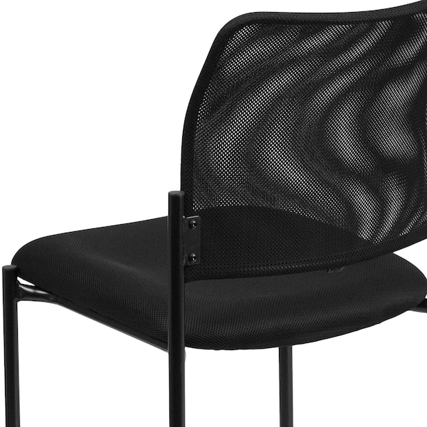 Flash Furniture Contemporary Side Chair, Black Seat, Black Back, 19.75 W 24" L 34.75 H, Fixed, Mesh Seat - GO-515-2-GG