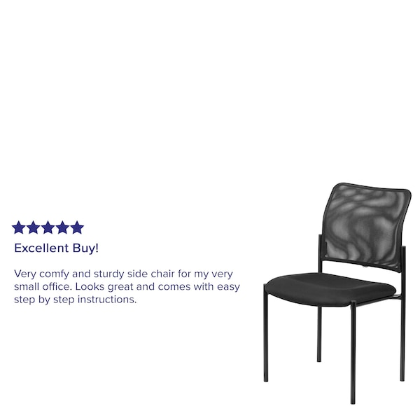 Flash Furniture Contemporary Side Chair, Black Seat, Black Back, 19.75 W 24" L 34.75 H, Fixed, Mesh Seat - GO-515-2-GG
