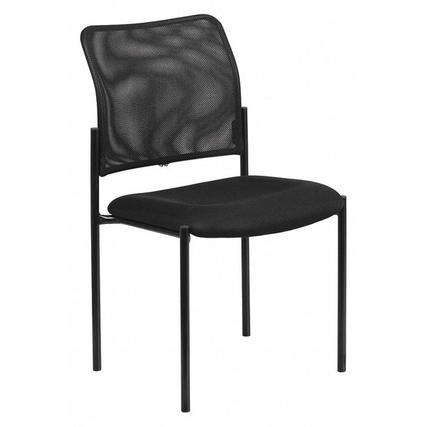 Flash Furniture Contemporary Side Chair, Black Seat, Black Back, 19.75 W 24" L 34.75 H, Fixed, Mesh Seat - GO-515-2-GG