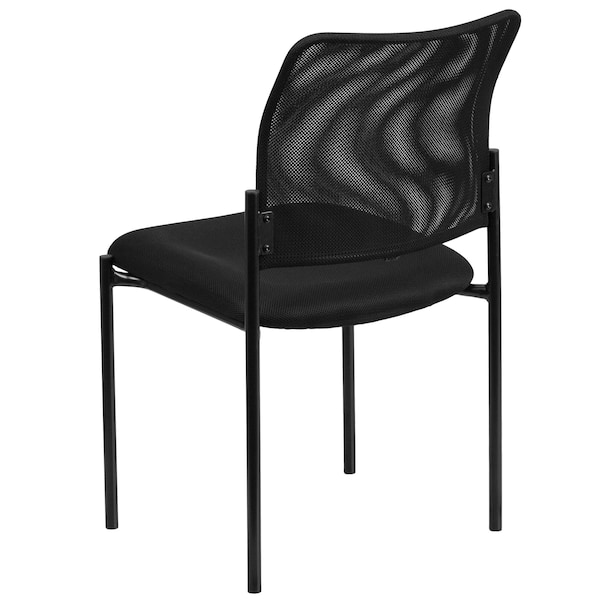 Flash Furniture Contemporary Side Chair, Black Seat, Black Back, 19.75 W 24" L 34.75 H, Fixed, Mesh Seat - GO-515-2-GG