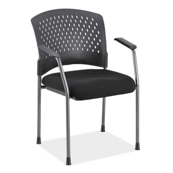 Officesource Aero Collection Guest or Side Chair with Arms, Black Fabric Seat and Titanium Frame - OSSN6909FBK