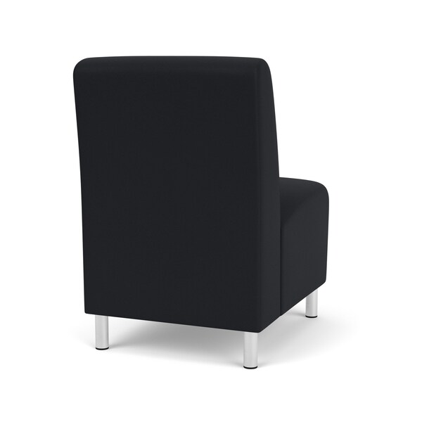 Lesro Siena Lounge Reception Armless Guest Chair, Brushed Steel, MD Black Upholstery - SN1102