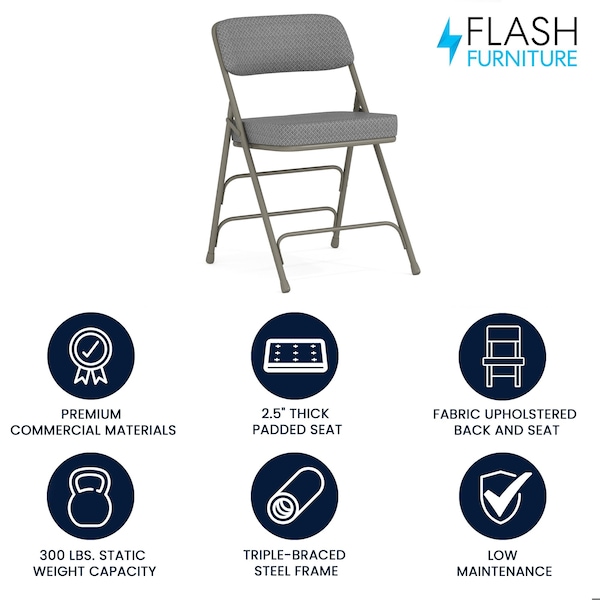 Flash Furniture Fabric Folding Chair, Gray - HA-MC320AF-GRY-GG