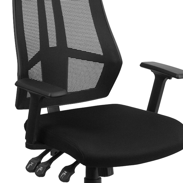 Flash Furniture Mesh Contemporary Chair, 16-1/2" to 20", Adjustable Arms, Black - HL-0017-GG