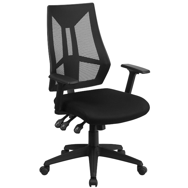 Flash Furniture Mesh Contemporary Chair, 16-1/2" to 20", Adjustable Arms, Black - HL-0017-GG