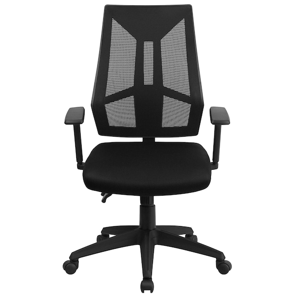 Flash Furniture Mesh Contemporary Chair, 16-1/2" to 20", Adjustable Arms, Black - HL-0017-GG