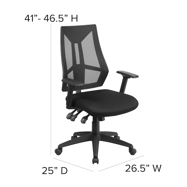 Flash Furniture Mesh Contemporary Chair, 16-1/2" to 20", Adjustable Arms, Black - HL-0017-GG