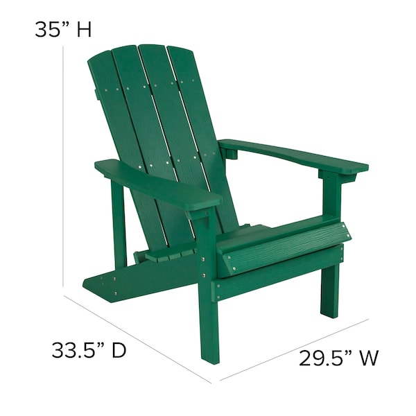 Flash Furniture Charlestown Adirondack Chair, Green Wood, Green Seat, Wood Back, 29.5 W 35 H - JJ-C14501-GRN-GG
