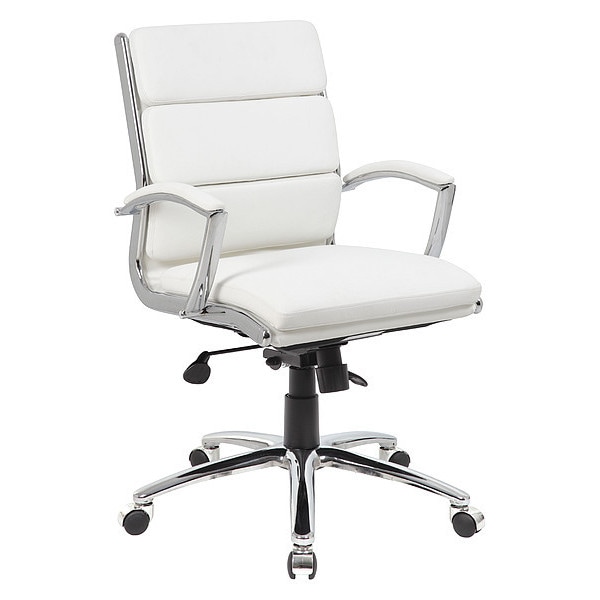 Boss Executive CaressoftPlus Chair with Metal Chrome Finish, Mid Back - B9476-WT