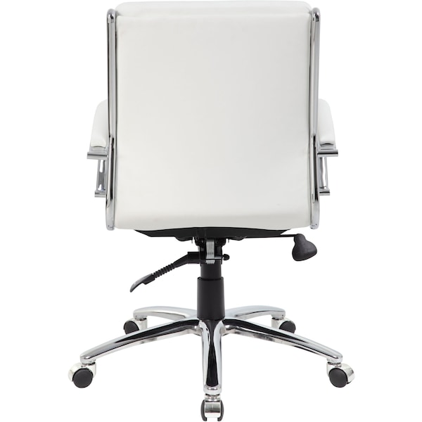 Boss Executive CaressoftPlus Chair with Metal Chrome Finish, Mid Back - B9476-WT