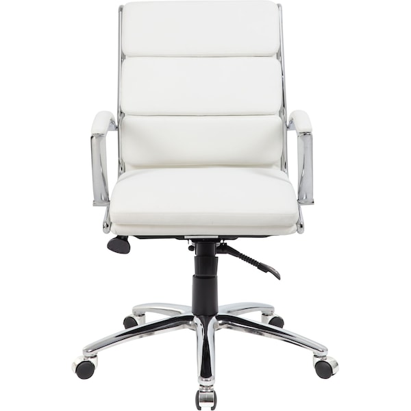 Boss Executive CaressoftPlus Chair with Metal Chrome Finish, Mid Back - B9476-WT