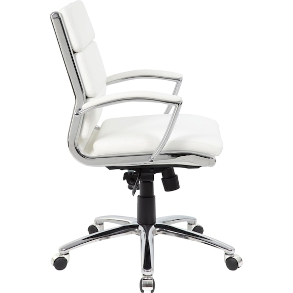 Boss Executive CaressoftPlus Chair with Metal Chrome Finish, Mid Back - B9476-WT