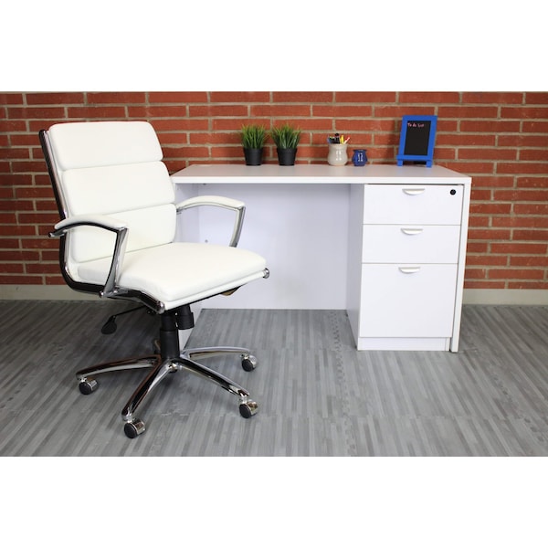 Boss Executive CaressoftPlus Chair with Metal Chrome Finish, Mid Back - B9476-WT