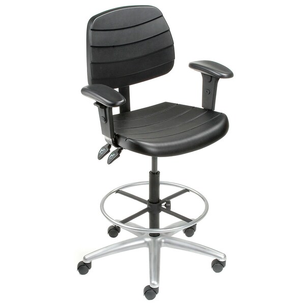 Global Industrial Deluxe 6 Way Adjustable Polyurethane Shop Stool With Armrests - 250613