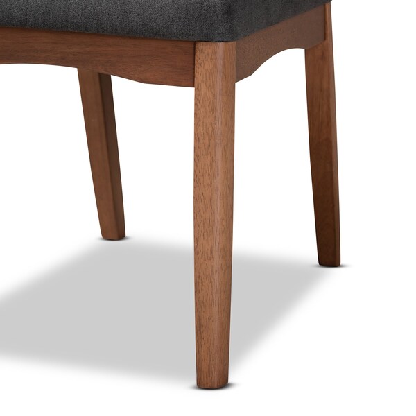 Baxton Studio Tara Mid-Century Transitional Dark Grey Fabric and Walnut Brown Finished Wood 2-PC Dining Chair Set - 186-11674-ZORO