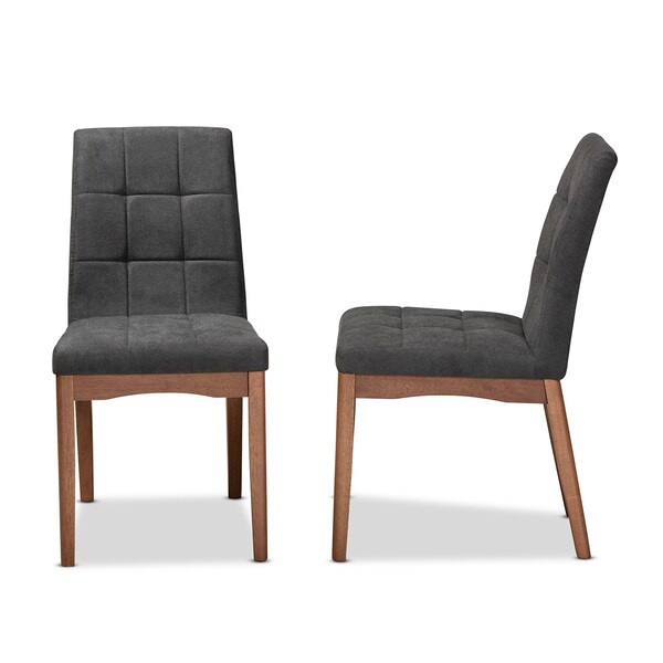 Baxton Studio Tara Mid-Century Transitional Dark Grey Fabric and Walnut Brown Finished Wood 2-PC Dining Chair Set - 186-11674-ZORO