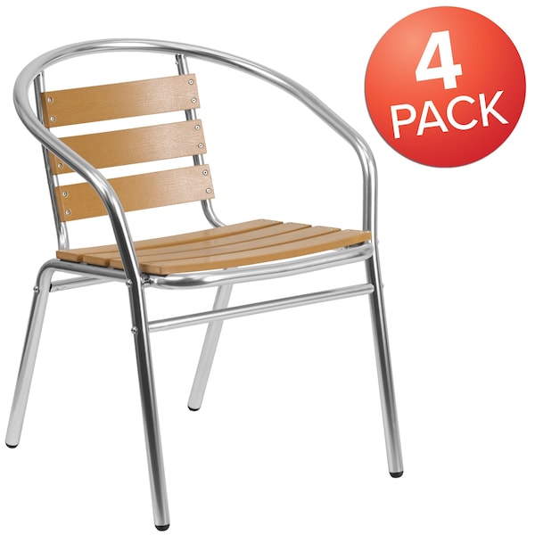 Flash Furniture 4 Pack Commercial Aluminum Restaurant Stack Chair - 4-TLH-017W-GG