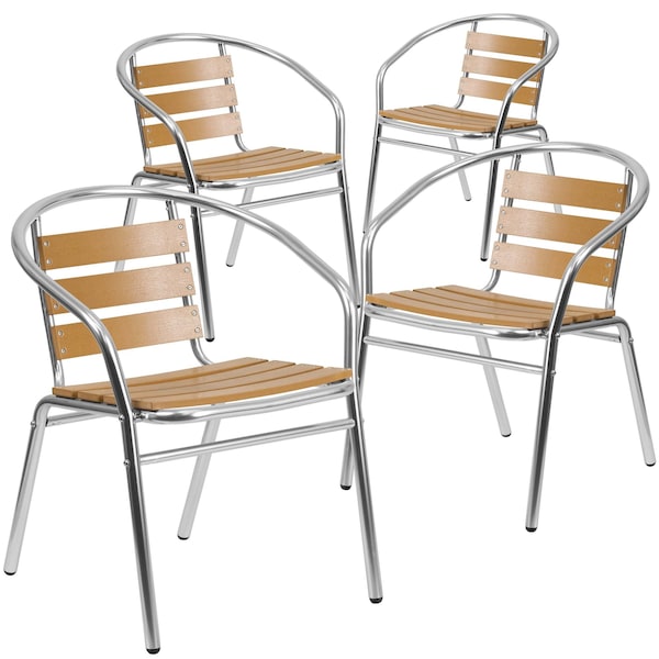 Flash Furniture 4 Pack Commercial Aluminum Restaurant Stack Chair - 4-TLH-017W-GG