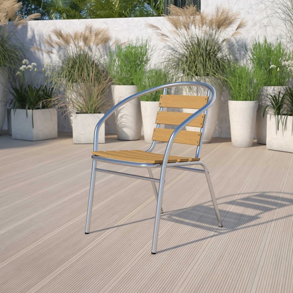 Flash Furniture 4 Pack Commercial Aluminum Restaurant Stack Chair - 4-TLH-017W-GG