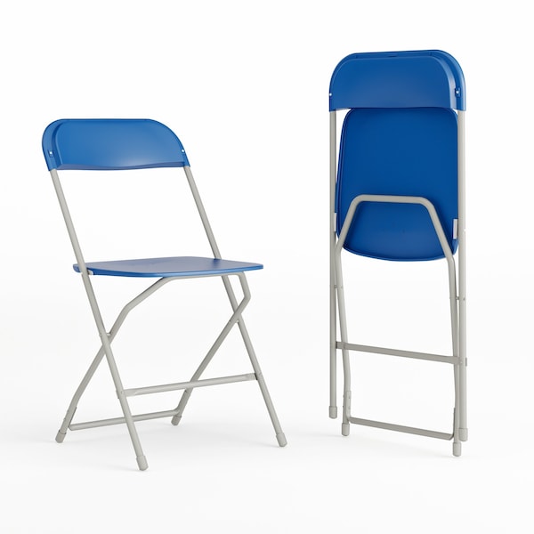 Flash Furniture Hercules Series Plastic Folding Chair Blue - 2 Pack 650LB Weight Capacity Comfortable Event Chair-Lightweight Folding Chair - 2-LE-L-3-BLUE-GG
