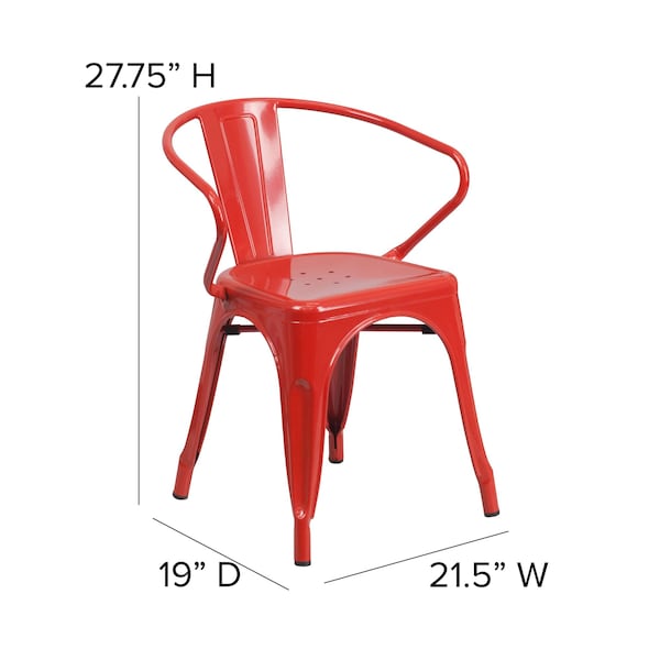 Flash Furniture Contemporary Chair, 21-1/2 in W 19" L 27-3/4" H, Integrated - CH-31270-RED-GG