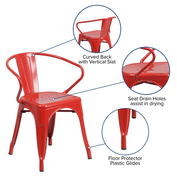 Flash Furniture Contemporary Chair, 21-1/2 in W 19" L 27-3/4" H, Integrated - CH-31270-RED-GG