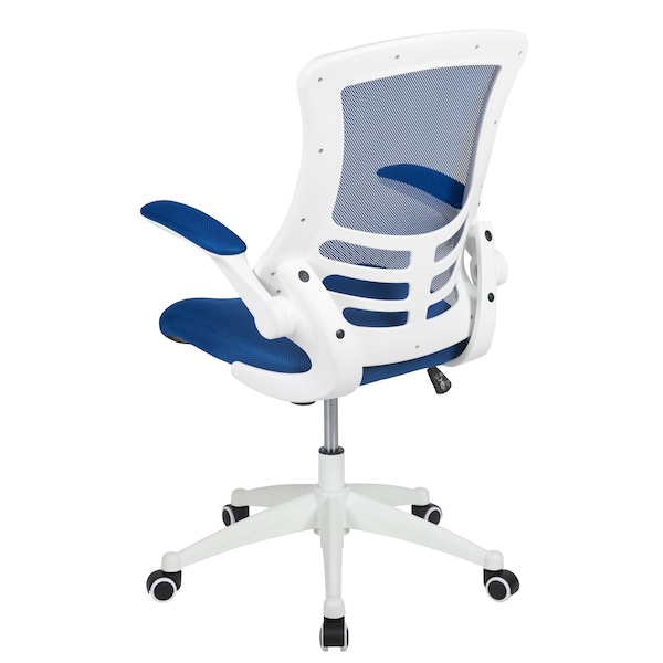 Flash Furniture Desk Chair Blue Mesh Mid-Back Desk Chair, Mesh, Blue Mesh/White Frame - BL-X-5M-WH-BLUE-GG