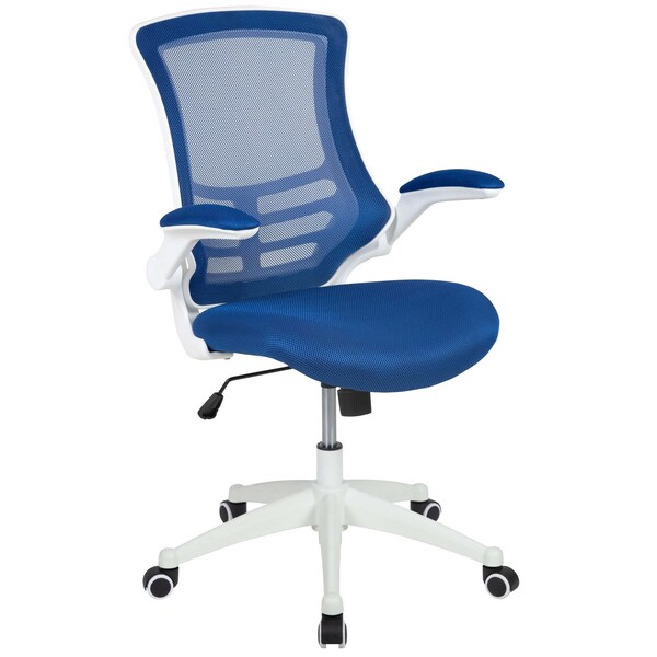 Flash Furniture Desk Chair Blue Mesh Mid-Back Desk Chair, Mesh, Blue Mesh/White Frame - BL-X-5M-WH-BLUE-GG