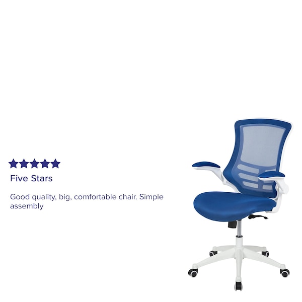 Flash Furniture Desk Chair Blue Mesh Mid-Back Desk Chair, Mesh, Blue Mesh/White Frame - BL-X-5M-WH-BLUE-GG