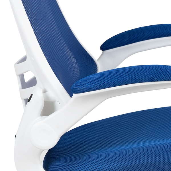 Flash Furniture Desk Chair Blue Mesh Mid-Back Desk Chair, Mesh, Blue Mesh/White Frame - BL-X-5M-WH-BLUE-GG