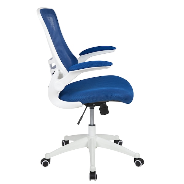 Flash Furniture Desk Chair Blue Mesh Mid-Back Desk Chair, Mesh, Blue Mesh/White Frame - BL-X-5M-WH-BLUE-GG