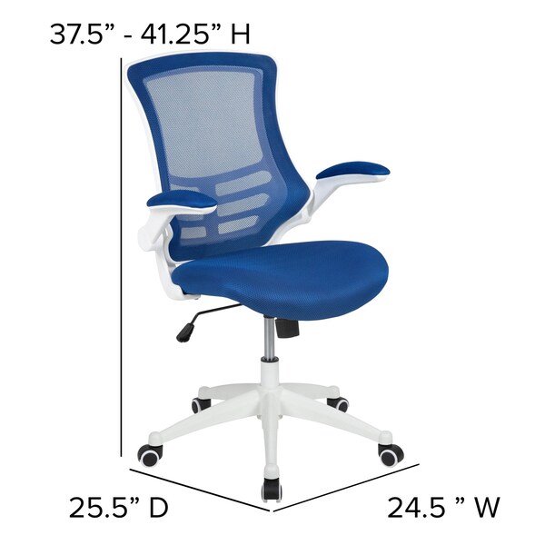 Flash Furniture Desk Chair Blue Mesh Mid-Back Desk Chair, Mesh, Blue Mesh/White Frame - BL-X-5M-WH-BLUE-GG