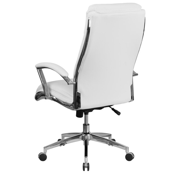 Flash Furniture Contemporary Chair White High Back Exec Chair, Fixed Arms, 20" to 22" Height, Plastic, White - GO-2192-WH-GG