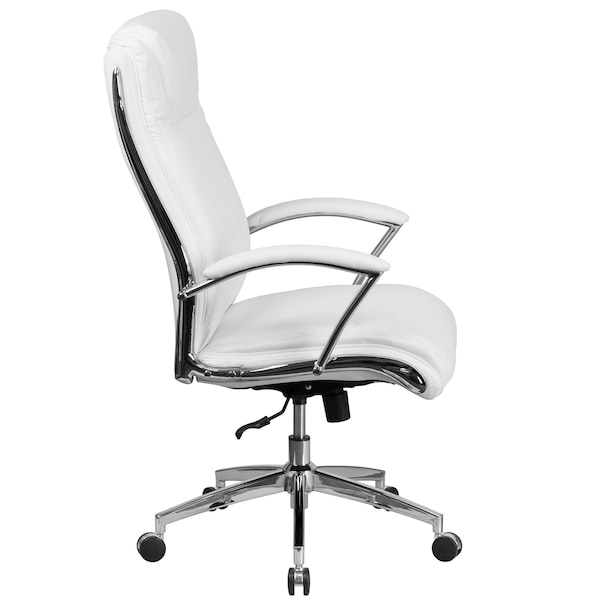 Flash Furniture Contemporary Chair White High Back Exec Chair, Fixed Arms, 20" to 22" Height, Plastic, White - GO-2192-WH-GG