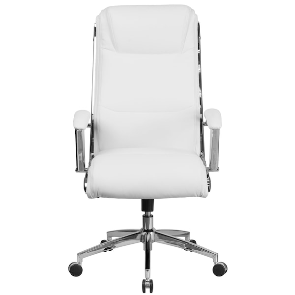 Flash Furniture Contemporary Chair White High Back Exec Chair, Fixed Arms, 20" to 22" Height, Plastic, White - GO-2192-WH-GG