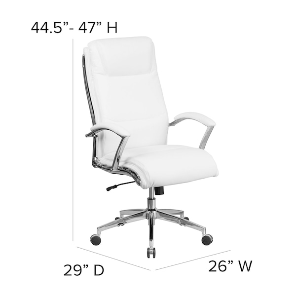 Flash Furniture Contemporary Chair White High Back Exec Chair, Fixed Arms, 20" to 22" Height, Plastic, White - GO-2192-WH-GG