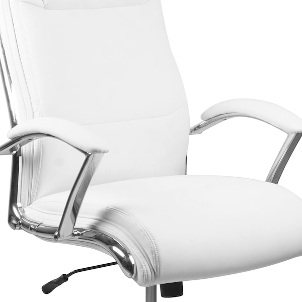 Flash Furniture Contemporary Chair White High Back Exec Chair, Fixed Arms, 20" to 22" Height, Plastic, White - GO-2192-WH-GG