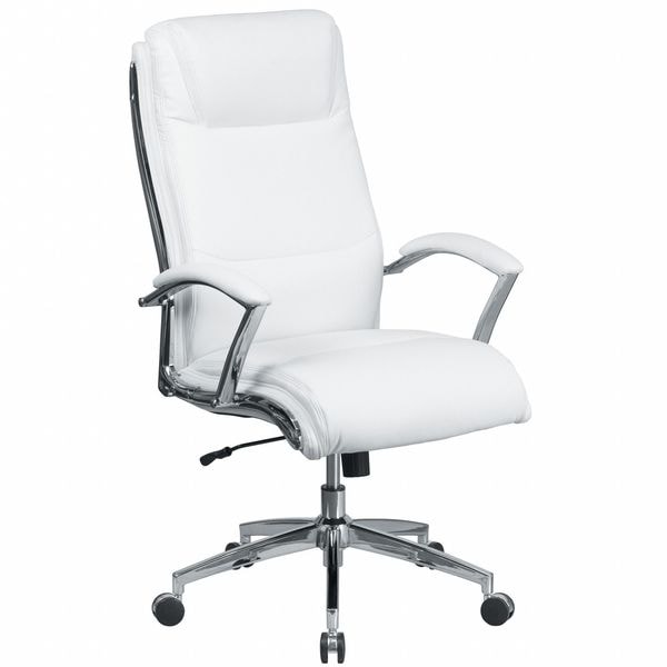 Flash Furniture Contemporary Chair White High Back Exec Chair, Fixed Arms, 20" to 22" Height, Plastic, White - GO-2192-WH-GG
