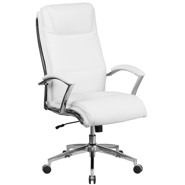 Flash Furniture Contemporary Chair White High Back Exec Chair, Fixed Arms, 20" to 22" Height, Plastic, White - GO-2192-WH-GG