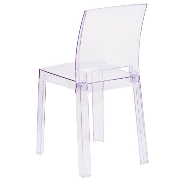 Flash Furniture Ghost Chair with Square Back in Transparent Crystal - 4-OW-SQUAREBACK-18-GG