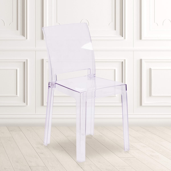 Flash Furniture Ghost Chair with Square Back in Transparent Crystal - 4-OW-SQUAREBACK-18-GG