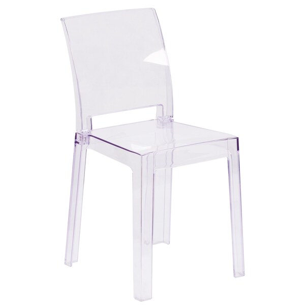 Flash Furniture Ghost Chair with Square Back in Transparent Crystal - 4-OW-SQUAREBACK-18-GG