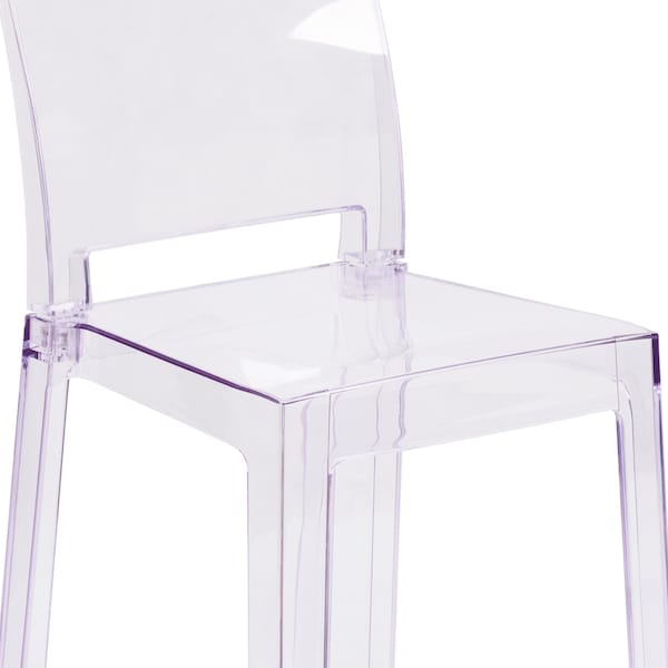 Flash Furniture Ghost Chair with Square Back in Transparent Crystal - 4-OW-SQUAREBACK-18-GG