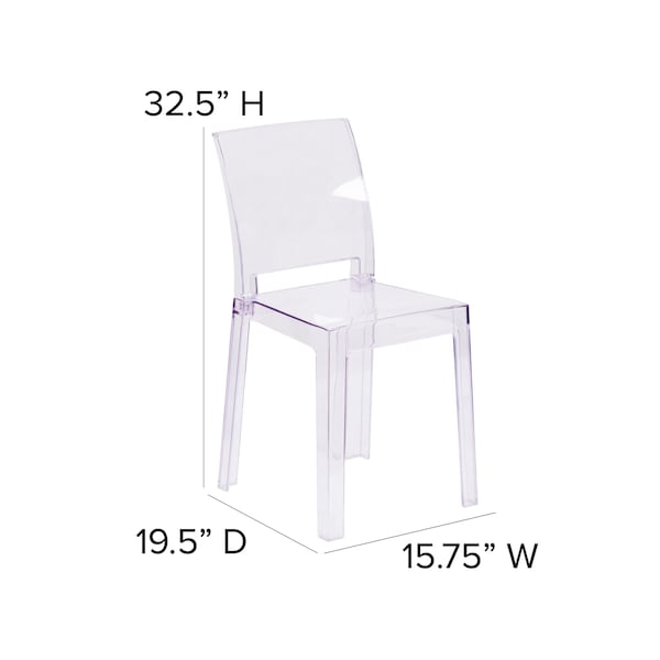 Flash Furniture Ghost Chair with Square Back in Transparent Crystal - 4-OW-SQUAREBACK-18-GG